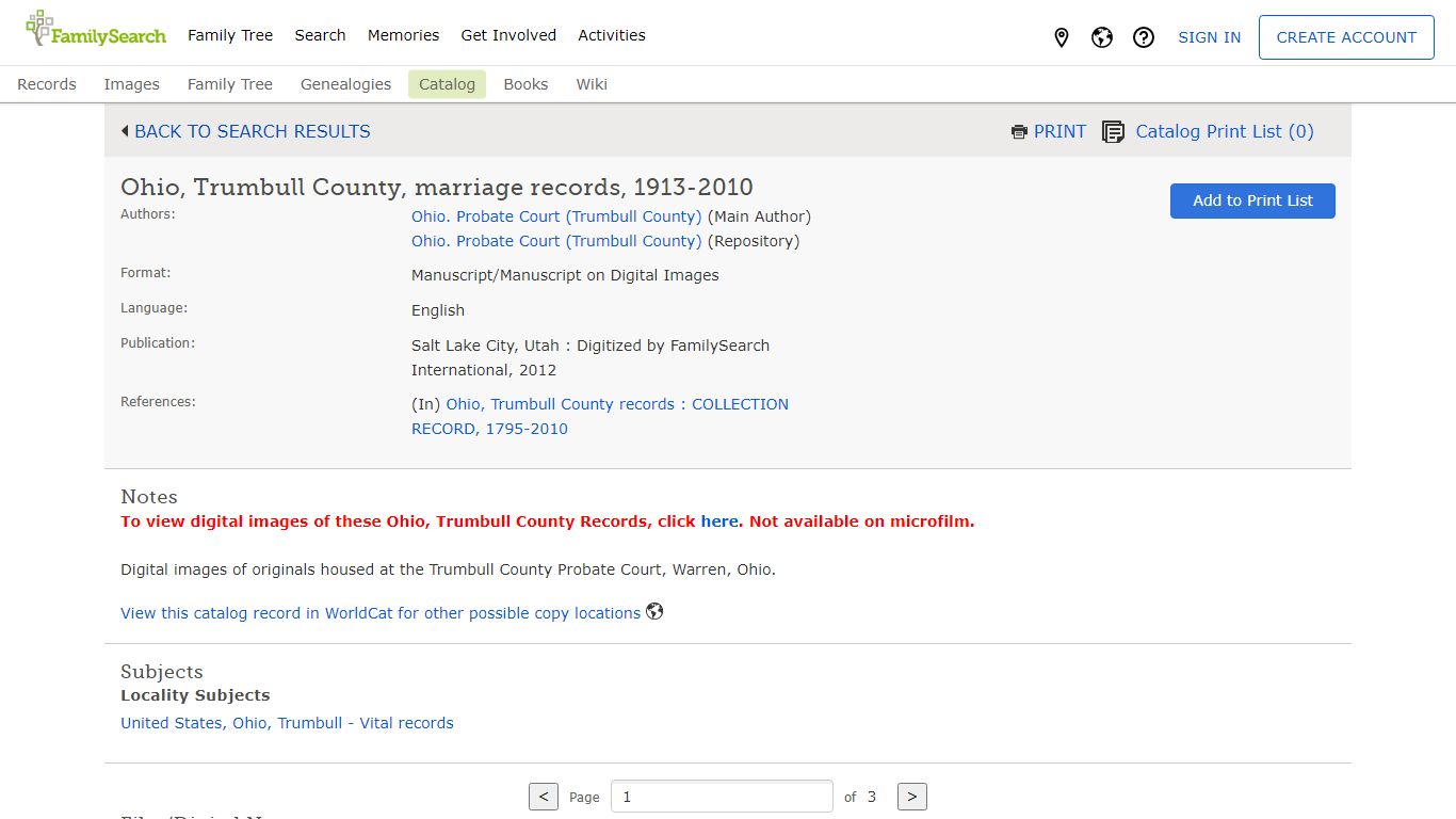 Ohio, Trumbull County, marriage records, 1913-2010 - FamilySearch